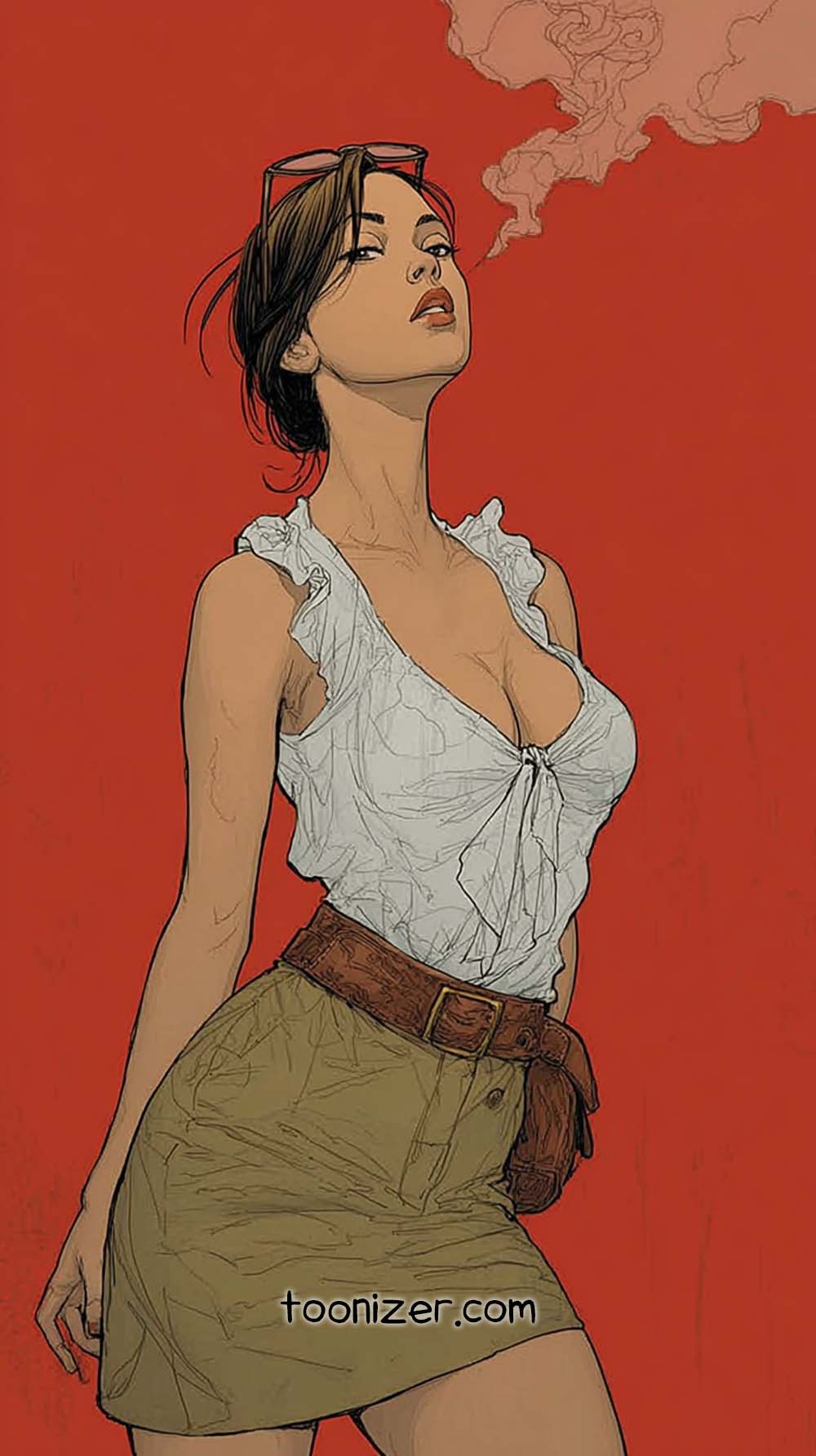 Stylish woman illustration with smoke background