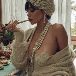 Woman in vintage fashion with pearls