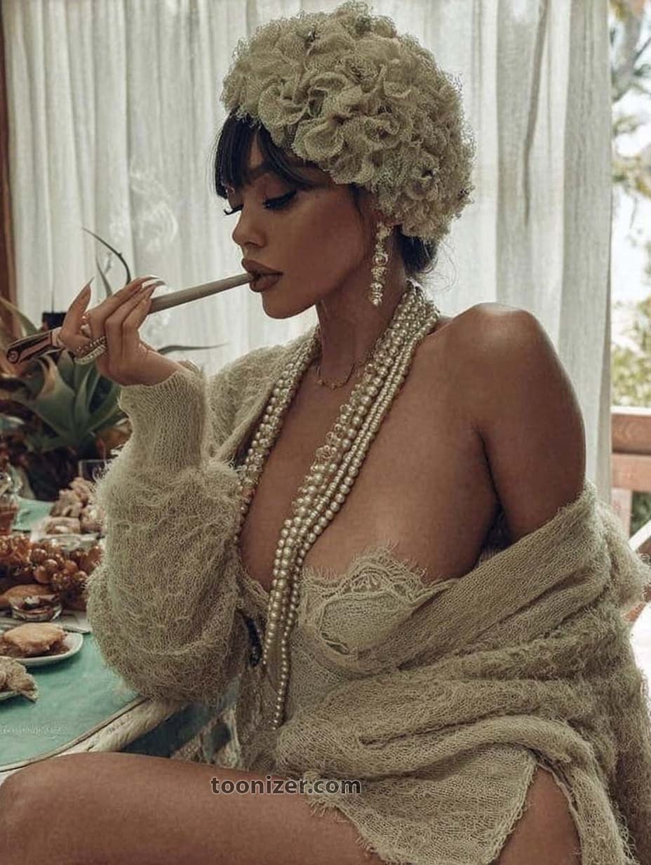 Woman in vintage fashion with pearls