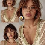 Woman with freckles and glasses, multiple angles