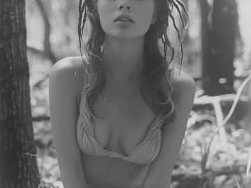 Woman in nature wearing a bikini