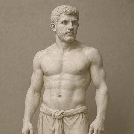 Marble statue of a muscular man