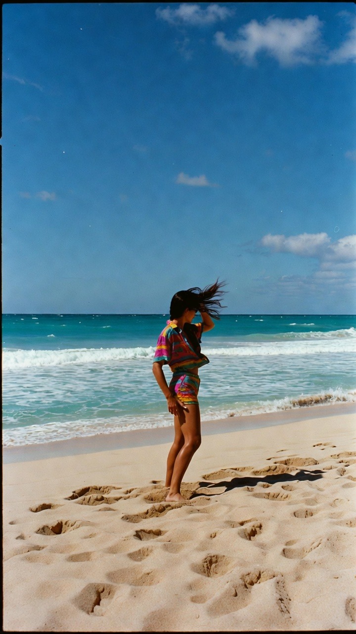 Person on a sunny beach day