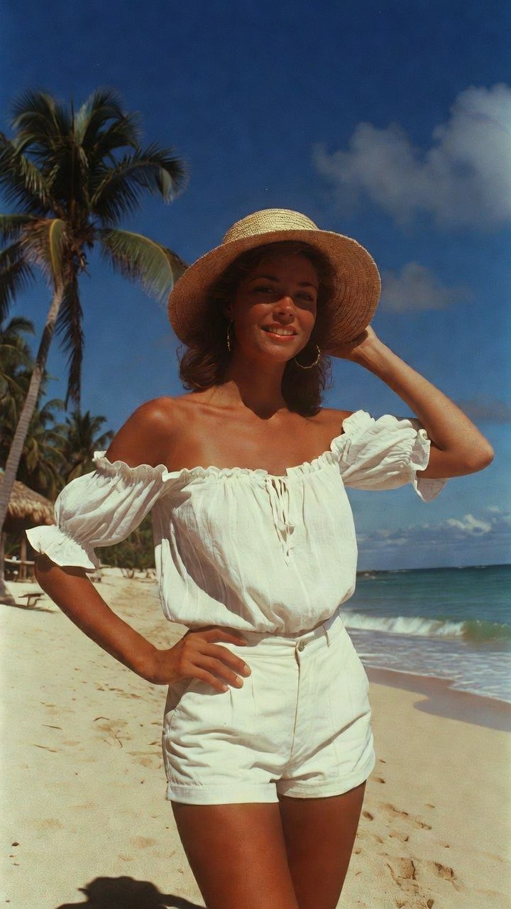 Woman in beachwear on sunny beach