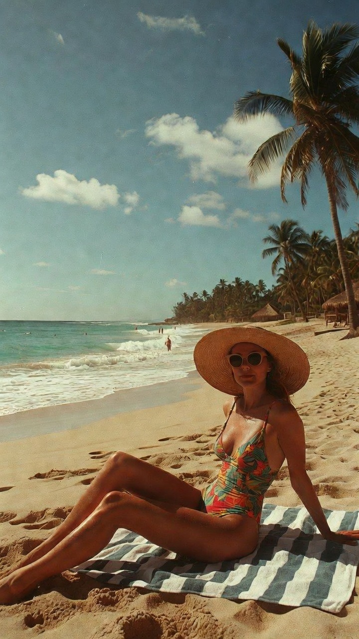 Woman relaxing on a tropical beach