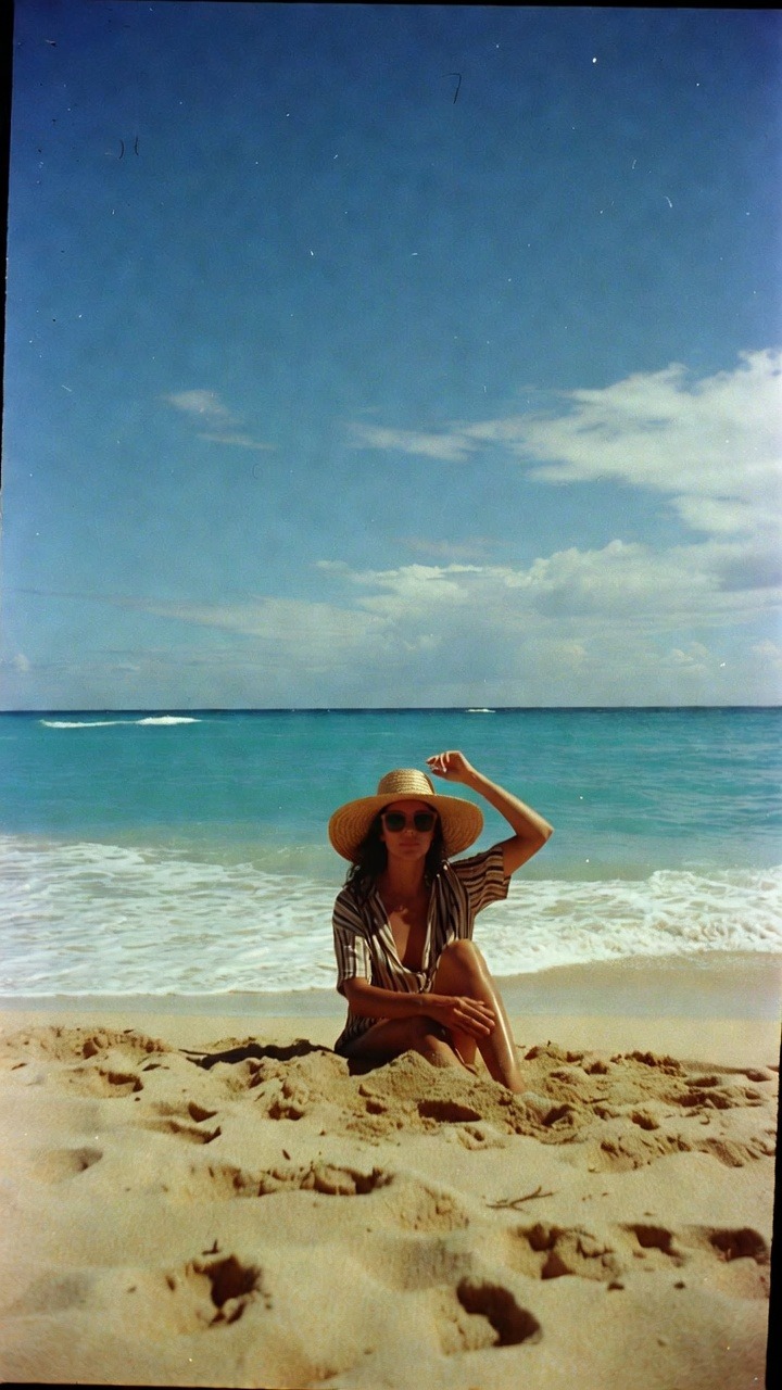 Woman relaxing on a sunny beach