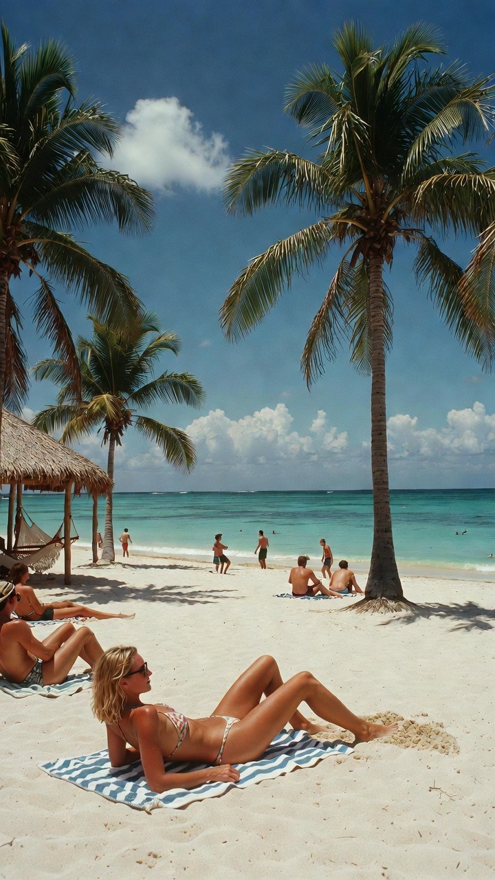 Beachgoers enjoy sun and ocean view