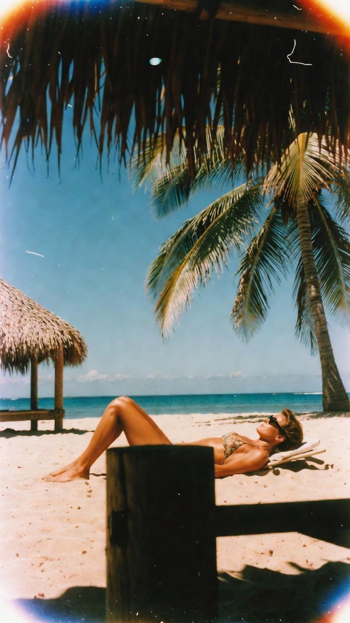 Woman sunbathing on tropical beach