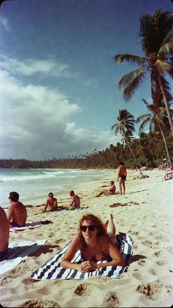 People relaxing on a sunny beach