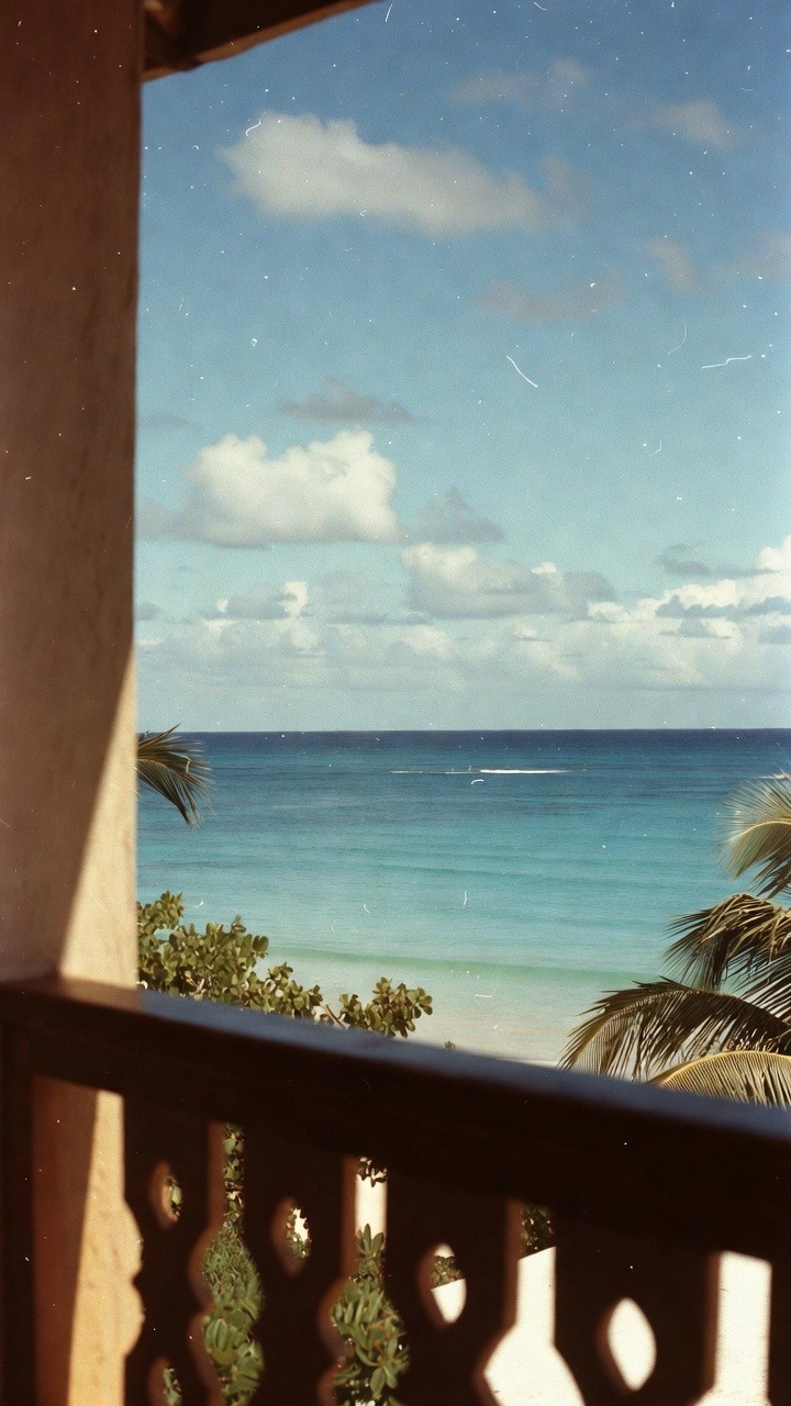 Scenic view of ocean from balcony