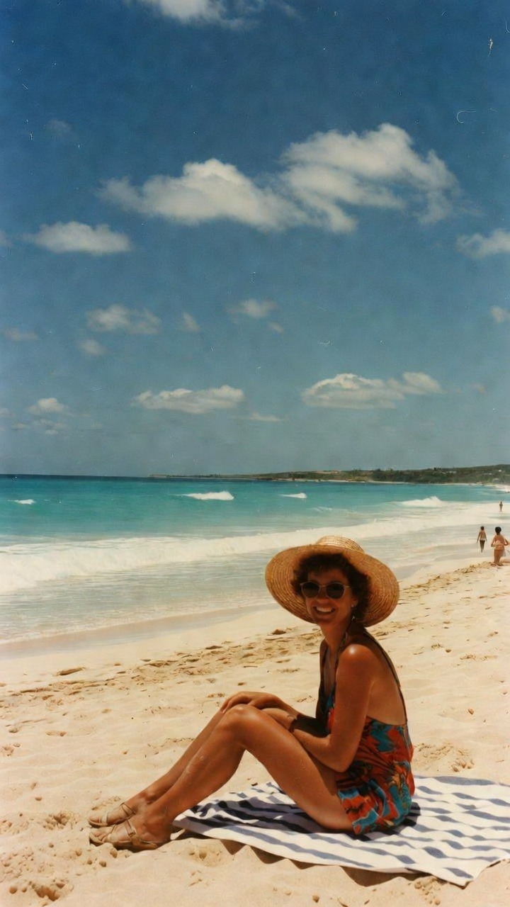 Woman smiling on a sunny beach