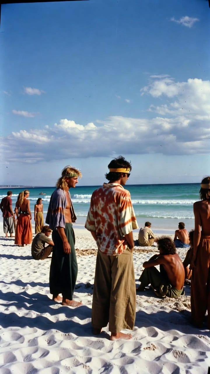 Group of young adults on sunny beach