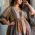 Woman in bohemian dress and hat