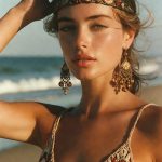 Woman in beach attire with headband