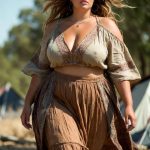 Woman in bohemian outfit outdoors