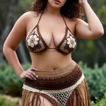 Woman in crochet bikini outdoors