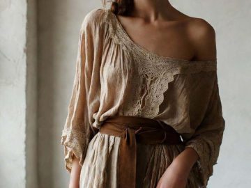 Woman in vintage lace dress