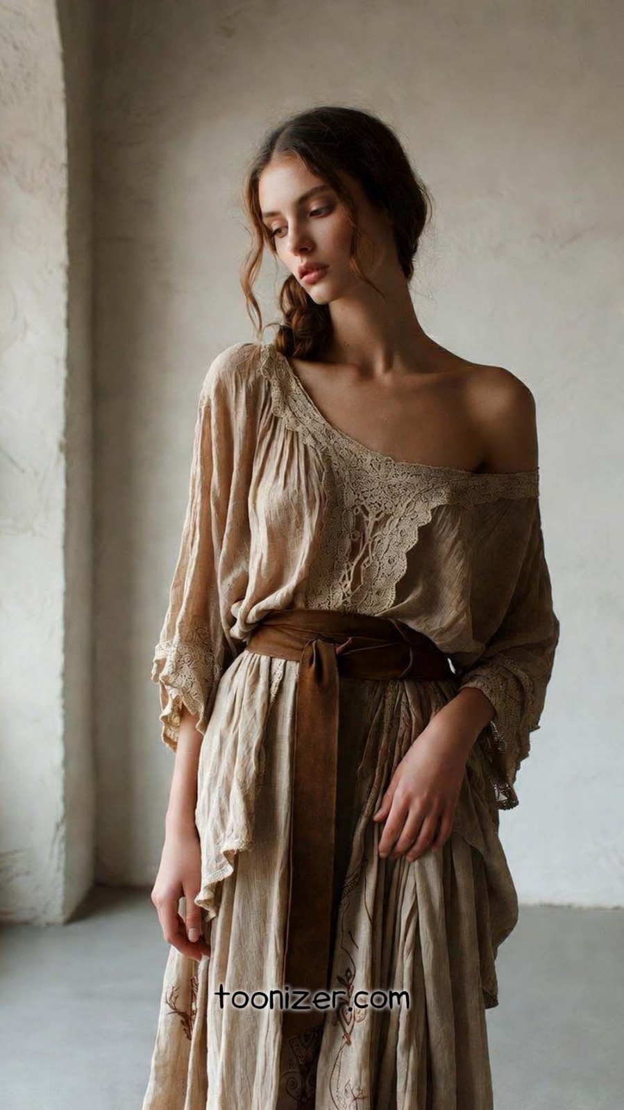 Woman in vintage lace dress