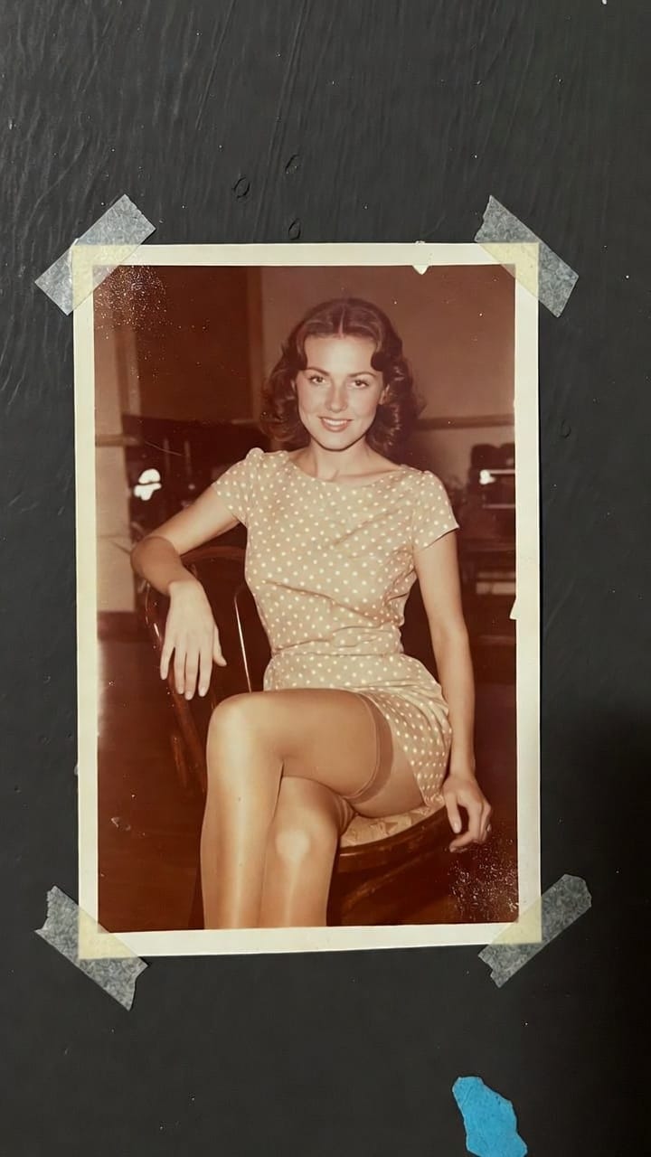 Vintage photo of woman in polka dot dress