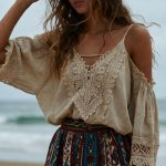 Woman in bohemian attire on the beach