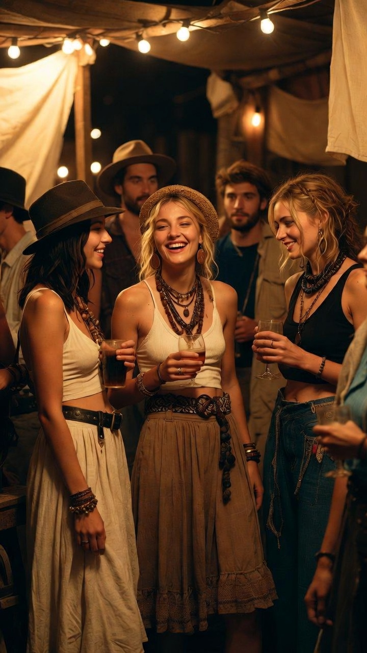 Group of friends laughing at a party