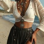 Woman in bohemian beach attire with jewelry