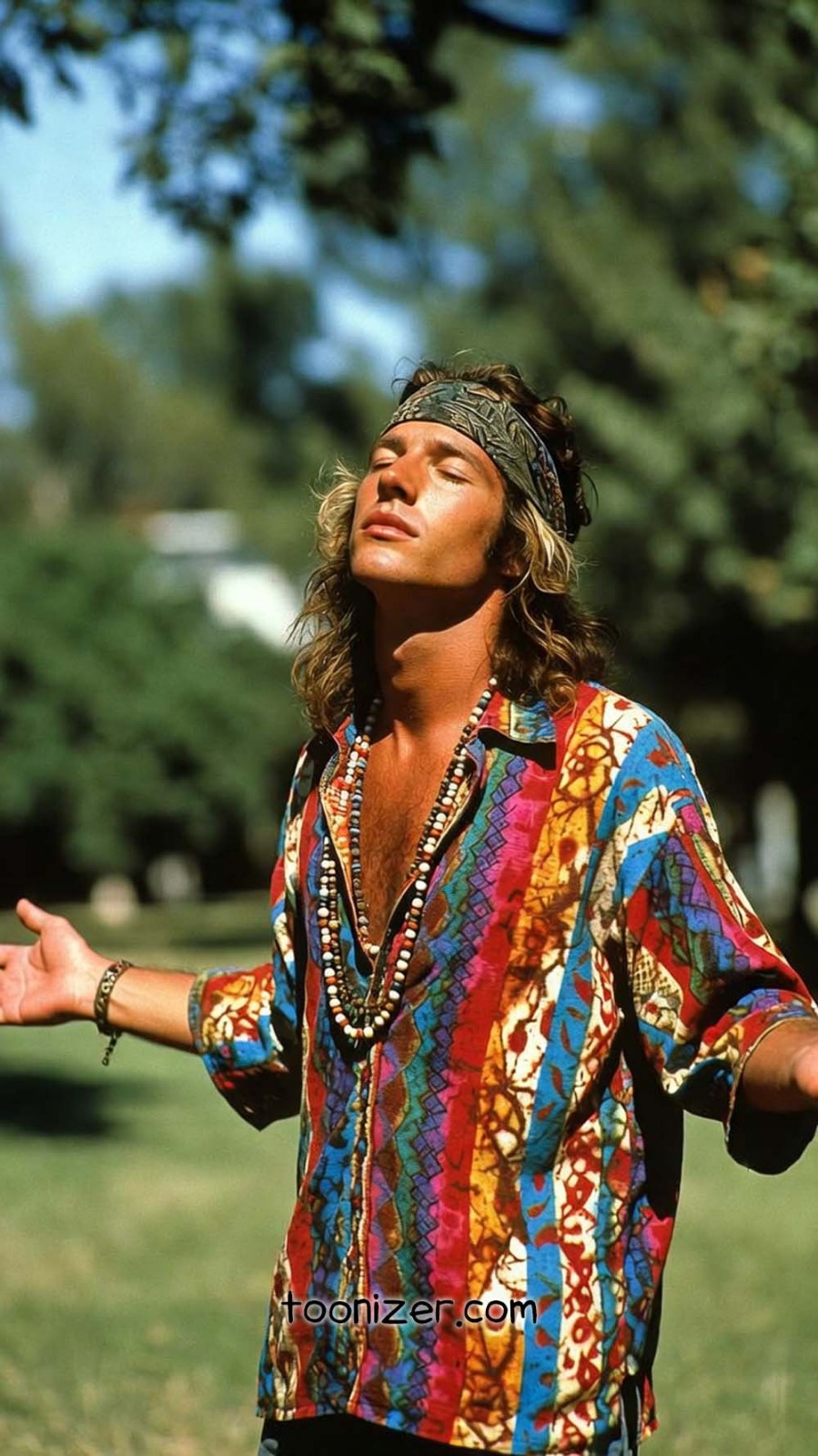 Man enjoying sunlight in vibrant clothing